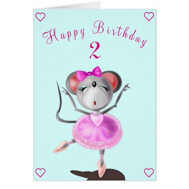 Tarjetas de cumpleaños Ballerina Mouse - Personali (Frente)