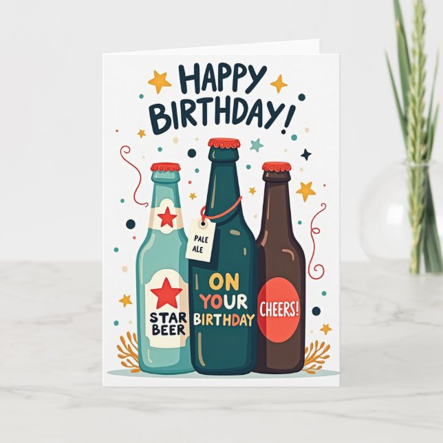 Tarjetas de Cumpleaños Botellas de Celebración (Anverso)