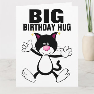 TARJETAS DE CUMPLEAÑOS CON ABRAZO DE GATO GIGANTE