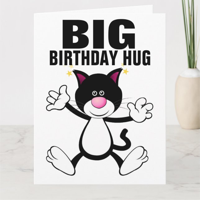 TARJETAS DE CUMPLEAÑOS CON ABRAZO DE GATO GIGANTE (Anverso)
