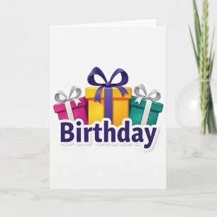 Tarjetas de cumpleaños con cajas de regalo colorid