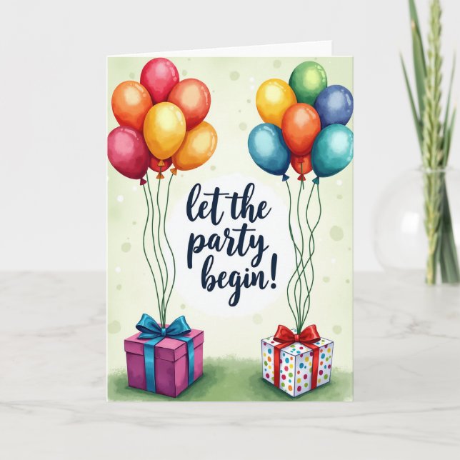 Tarjetas de cumpleaños con cajas de regalo festiva (Anverso)