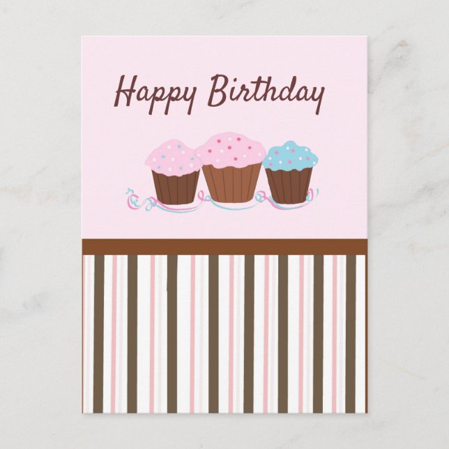 Tarjetas De Cumpleaños Con Cupcakes (Anverso)