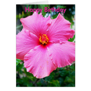 Tarjetas de cumpleaños con flores de Hibisco rosa