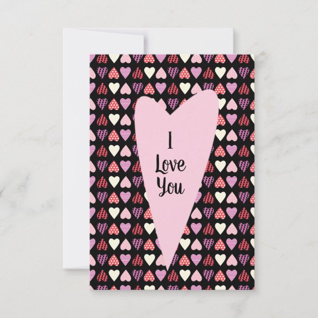 Tarjetas de Cumpleaños con Patrón de Corazones Mod (Anverso)