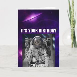 TARJETAS DE CUMPLEAÑOS DE ASTRONAUT SPACE CAT