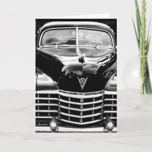 TARJETAS DE CUMPLEAÑOS DE AUTO CLÁSICO NEGRO (Anverso)