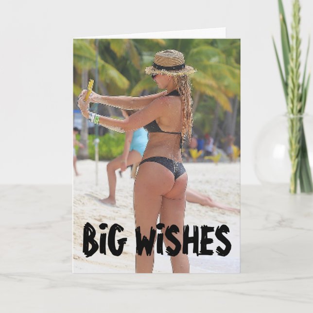 TARJETAS DE CUMPLEAÑOS DE BIKINI BIG BOTTOM CHICA  (Anverso)