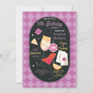 Tarjetas de cumpleaños de cocktails de casino Las 
