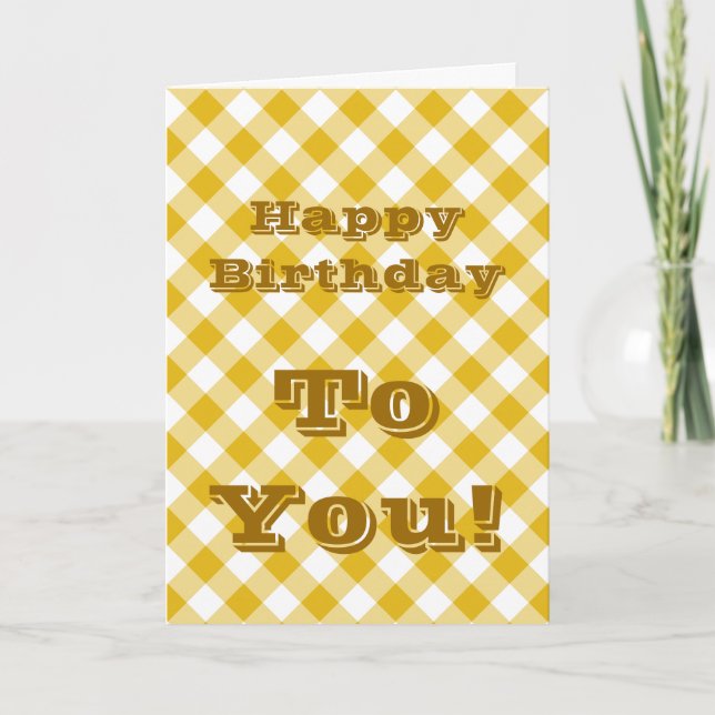 Tarjetas de Cumpleaños de Cuadros Amarillos (Anverso)