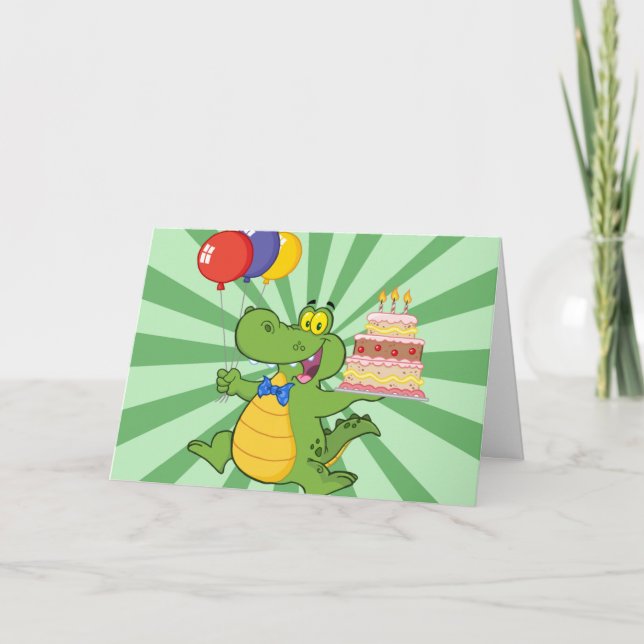 Tarjetas de cumpleaños de Cute Gator (Anverso)