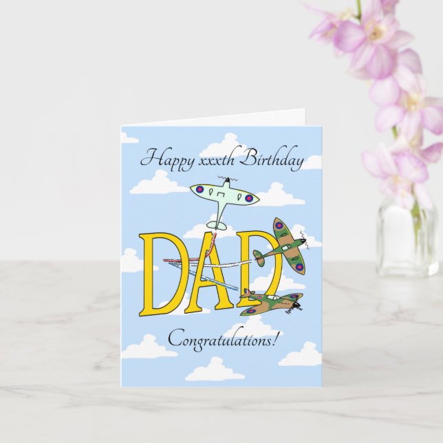 Tarjetas de cumpleaños de DAD Spitfires (Cielo Azu (Orquídea)