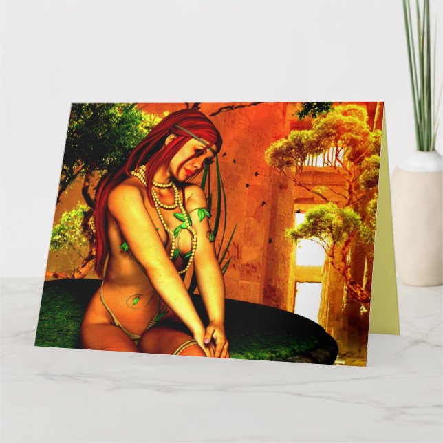 TARJETAS DE CUMPLEAÑOS DE FANTASÍA DE MUJER ELFITA (Anverso)