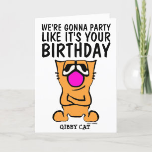 TARJETAS DE CUMPLEAÑOS DE FUNNY GIBBY CAT PERSONAL