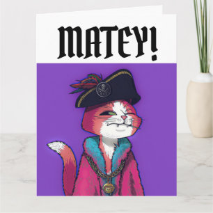 TARJETAS DE CUMPLEAÑOS DE GATO PIRATA PARA FELICIT