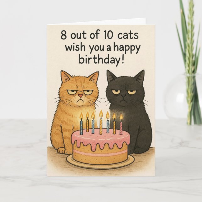 Tarjetas de cumpleaños de gatos divertidos  (Anverso)
