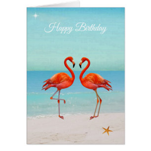 Tarjetas de cumpleaños de hermosos flamencos en la