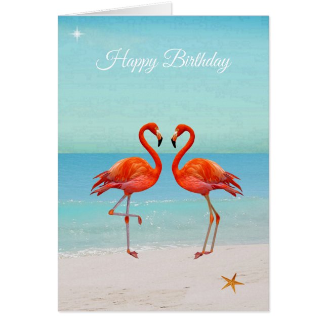 Tarjetas de cumpleaños de hermosos flamencos en la (Frente)