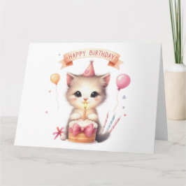Tarjetas de cumpleaños de kitten de tamaño reducid