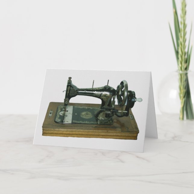 TARJETAS DE CUMPLEAÑOS DE MÁQUINA DE COSER ANTIGUA (Anverso)