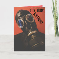 TARJETAS DE CUMPLEAÑOS DE MÁSCARA DE GAS