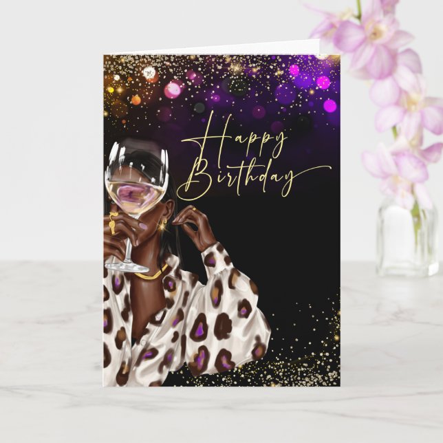 Tarjetas de cumpleaños de mujeres afroamericanas (Orquídea)