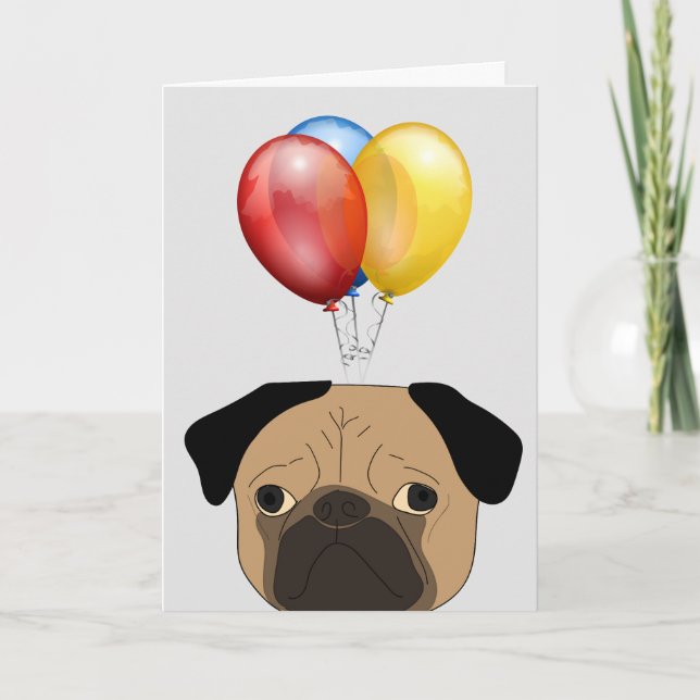TARJETAS DE CUMPLEAÑOS DE PERRO PUG DIVERTIDAS (Anverso)