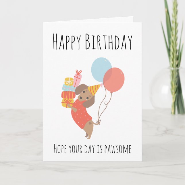 tarjetas de cumpleaños de perro salchicha (Anverso)