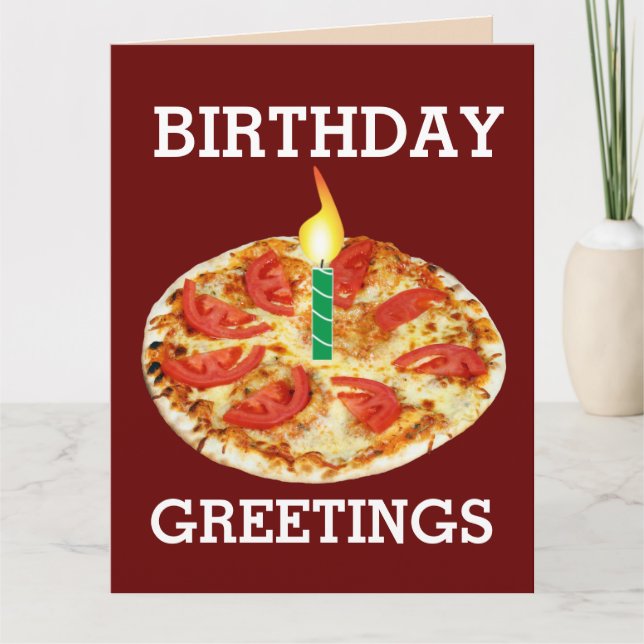 TARJETAS DE CUMPLEAÑOS DE PIZZA ITALIANA VEGETARIA (Anverso)