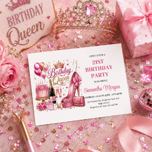 Tarjetas de cumpleaños de reina elegante con deste