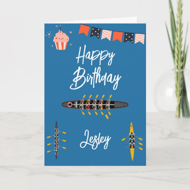 Tarjetas de cumpleaños de remo Tripulación Deporte (Anverso)