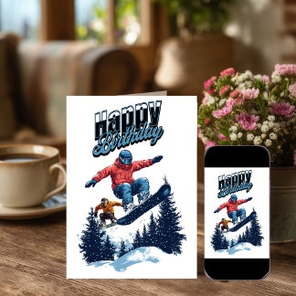 Tarjetas de cumpleaños de snowboarding