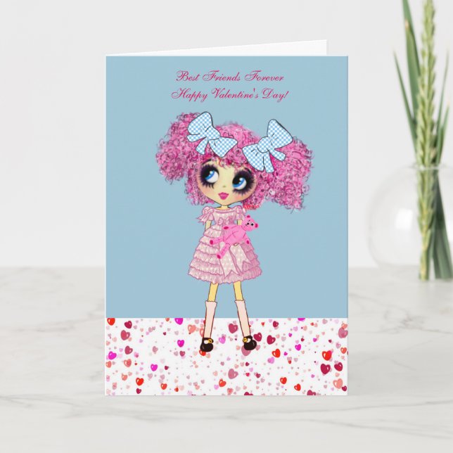 Tarjetas de cumpleaños del Chica Kawaii con PinkyP (Anverso)