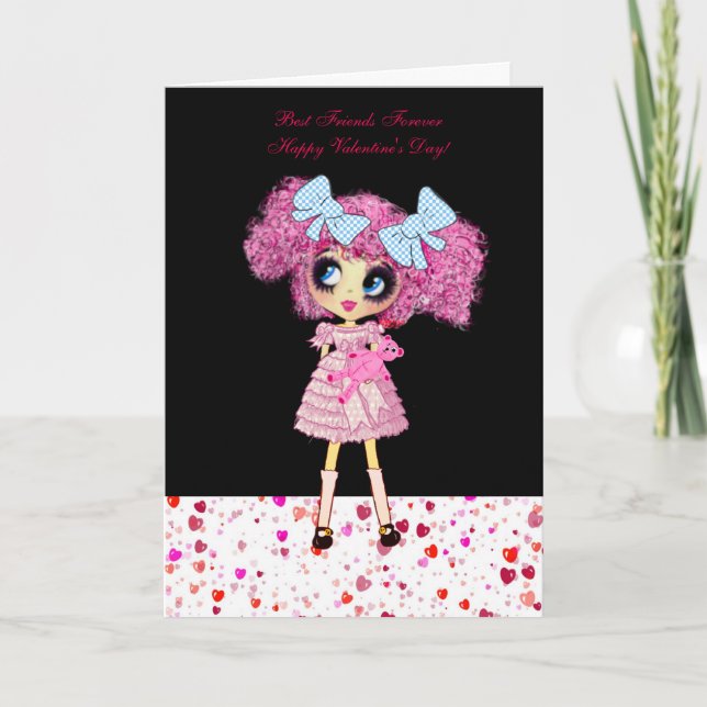 Tarjetas de cumpleaños del Chica Kawaii con PinkyP (Anverso)