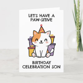 tarjetas de cumpleaños del hijo de gato divertido
