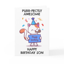 tarjetas de cumpleaños del hijo de gato divertido