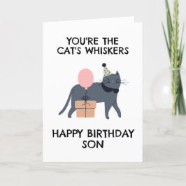 tarjetas de cumpleaños del hijo de gato divertido