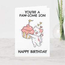 tarjetas de cumpleaños del hijo de gato divertido