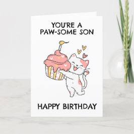 tarjetas de cumpleaños del hijo de gato divertido