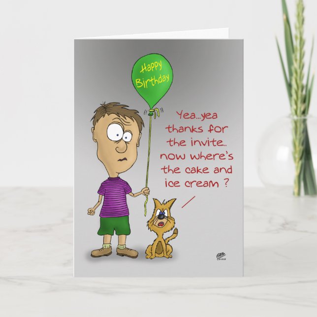 Tarjetas de cumpleaños divertidas: Gato irritable (Anverso)