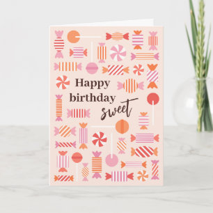 Tarjetas de cumpleaños dulces con caramelos y piru