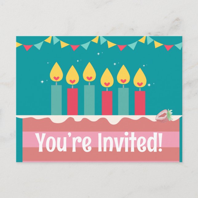 Tarjetas de cumpleaños felicitaciones estás invita (Anverso)