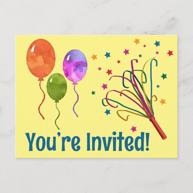 Tarjetas de cumpleaños felicitaciones estás invita (Anverso)