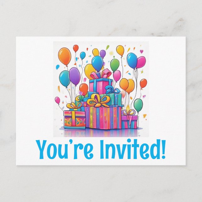 Tarjetas de cumpleaños felicitaciones estás invita (Anverso)