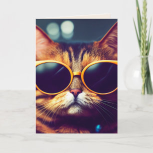TARJETAS DE CUMPLEAÑOS GAFAS DE SOL GATO GENIAL TA