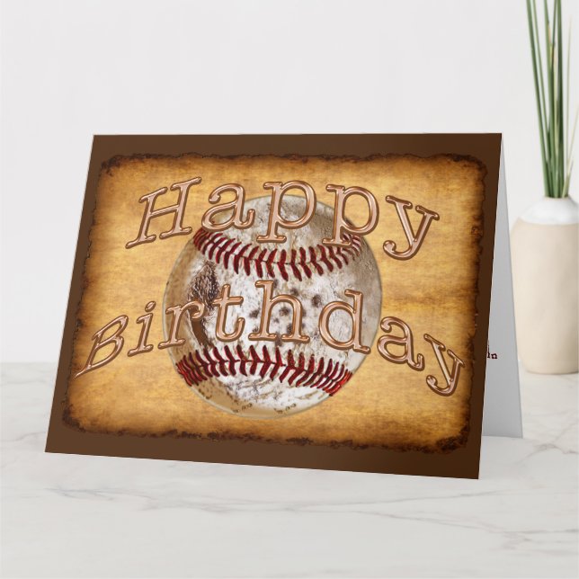 Tarjetas de cumpleaños Guay Vintage de béisbol (Anverso)