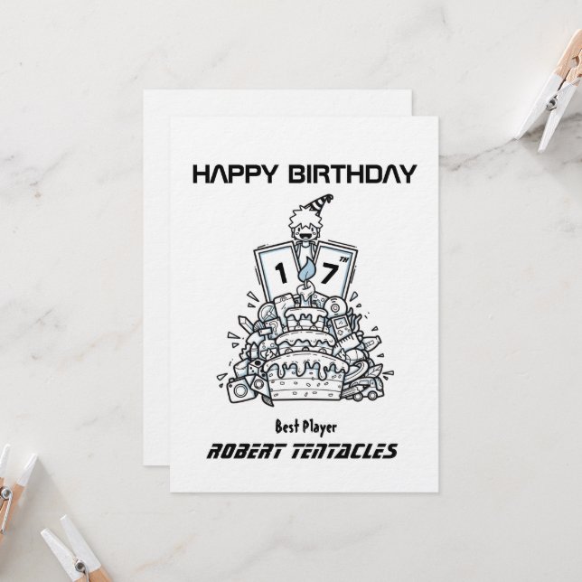 Tarjetas de cumpleaños hechas a mano Doodle para n (Anverso/Reverso In Situ)