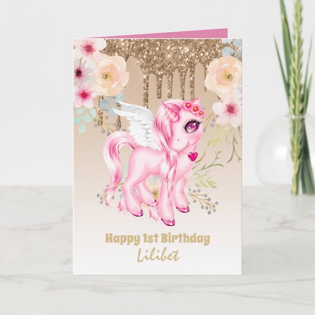 Tarjetas de cumpleaños Lilibet - Princess Unicorns (Anverso)