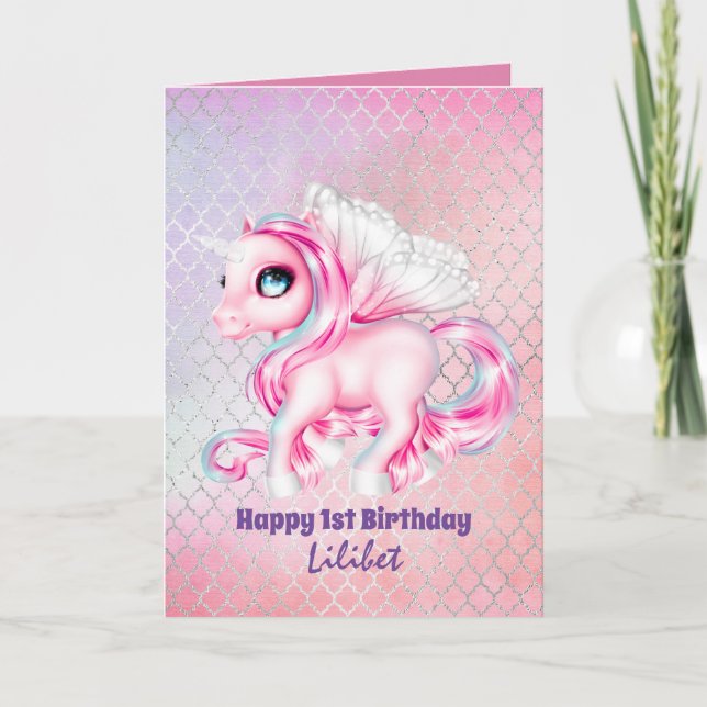 Tarjetas de cumpleaños Lilibet - Princess Unicorns (Anverso)