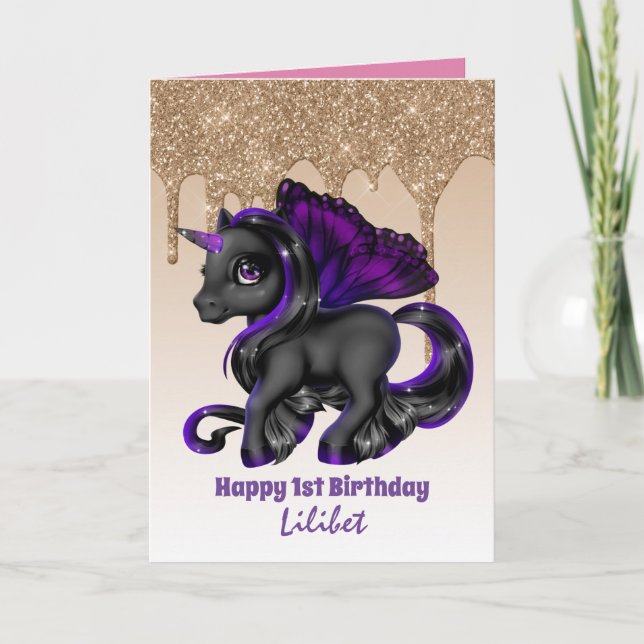 Tarjetas de cumpleaños Lilibet - Princess Unicorns (Anverso)